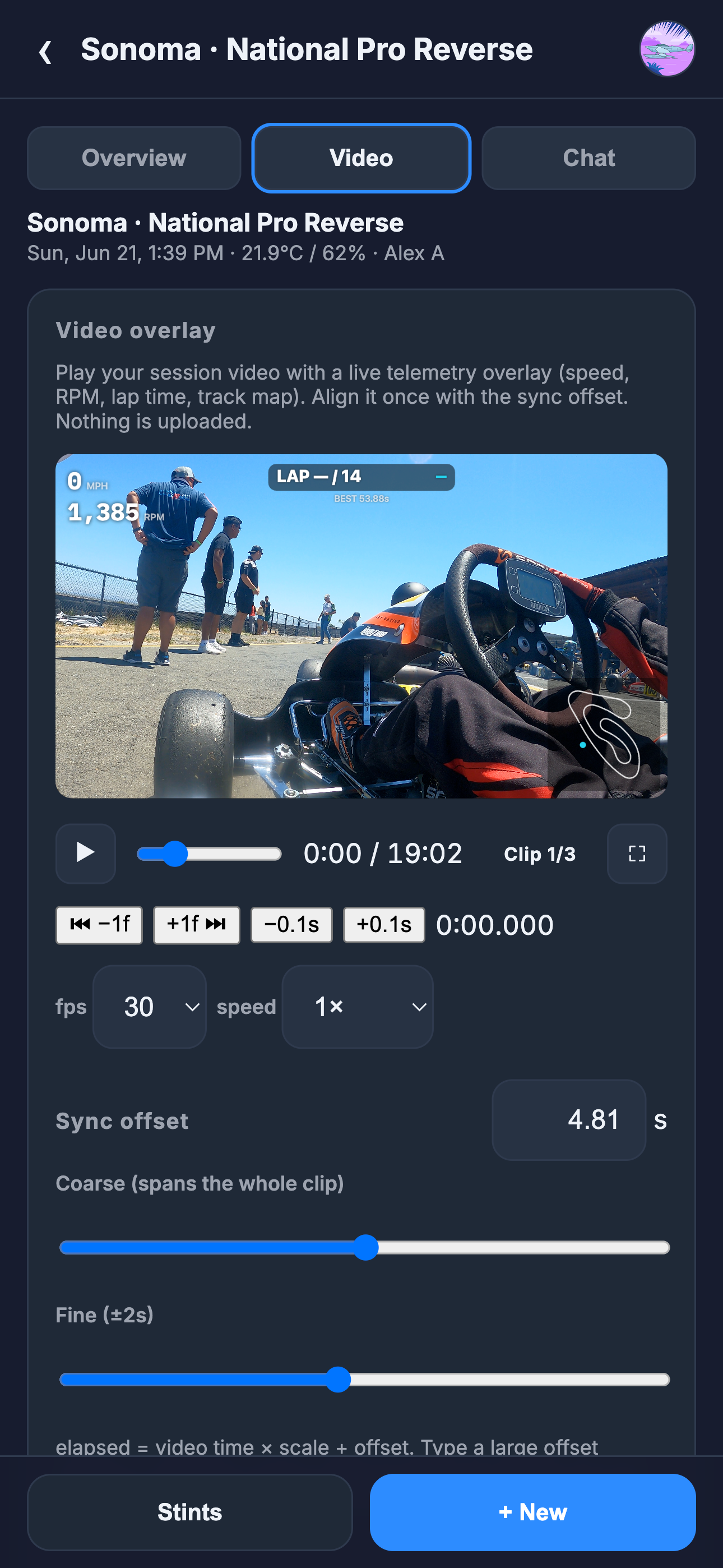 KartInsightsPro synced video and telemetry